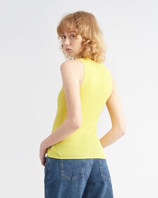 Smooth Cotton Rib Tank Top, GREEN SHEEN, hi-res