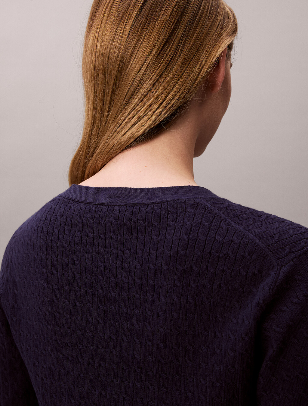 Slim Cable Knit Cardigan, Evening Blue, hi-res