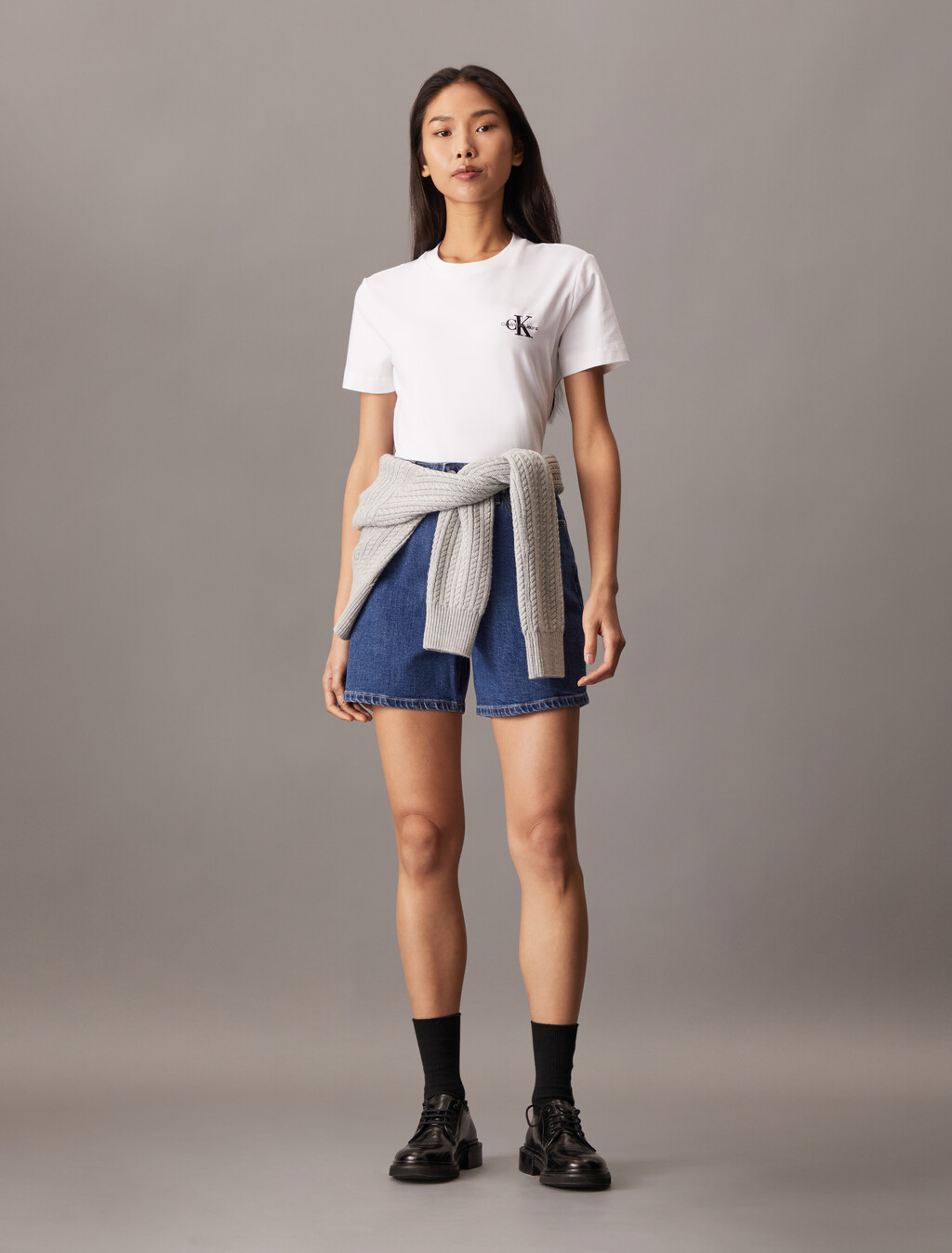 Core Monogram Embroidery Tee, Bright White, hi-res