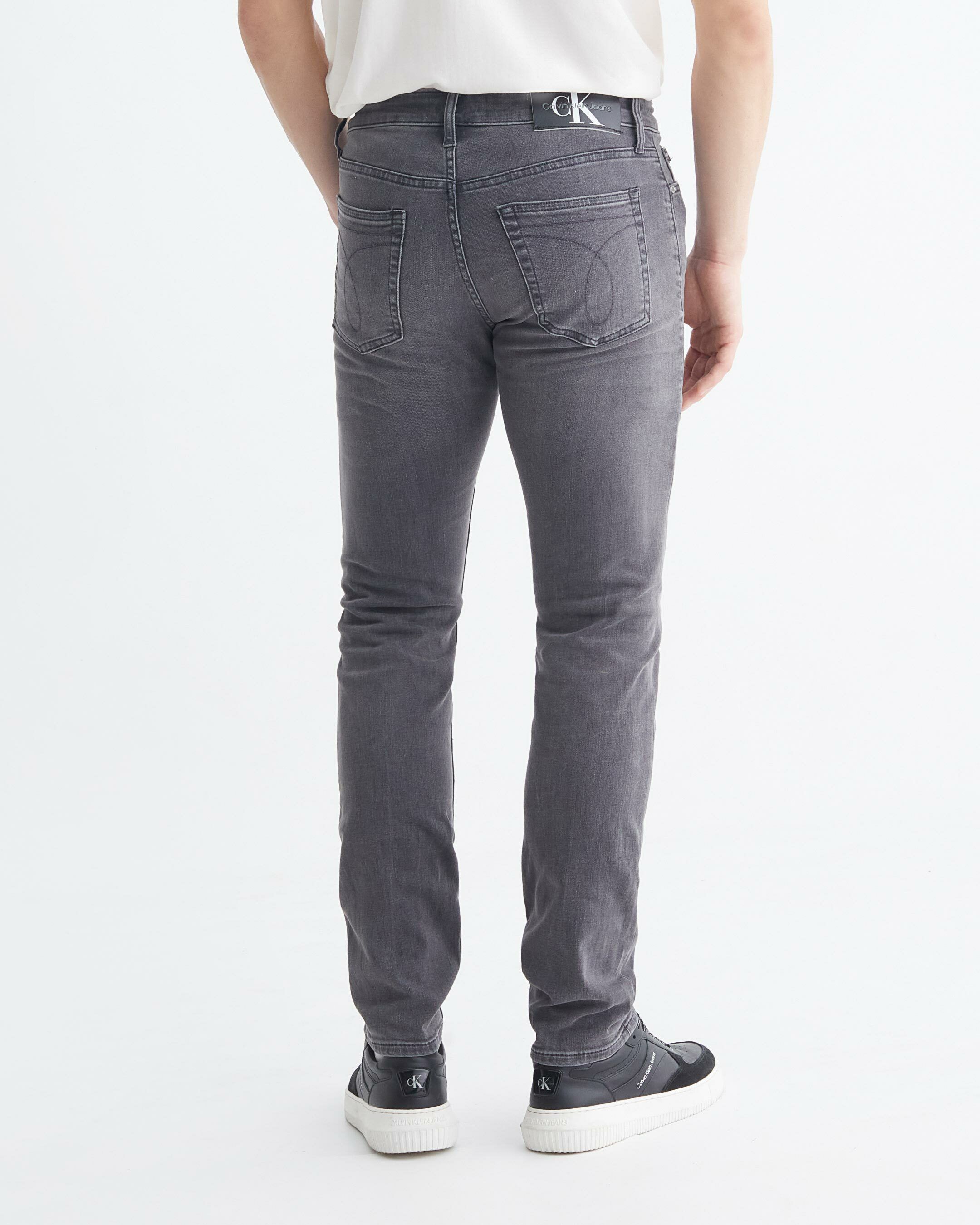 Mens grey top biker jeans