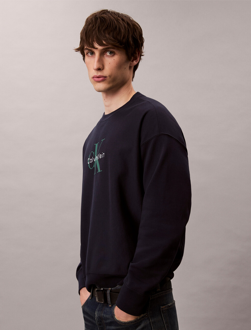 Oversized Monogram Sweatshirt, Dark Sapphire, hi-res