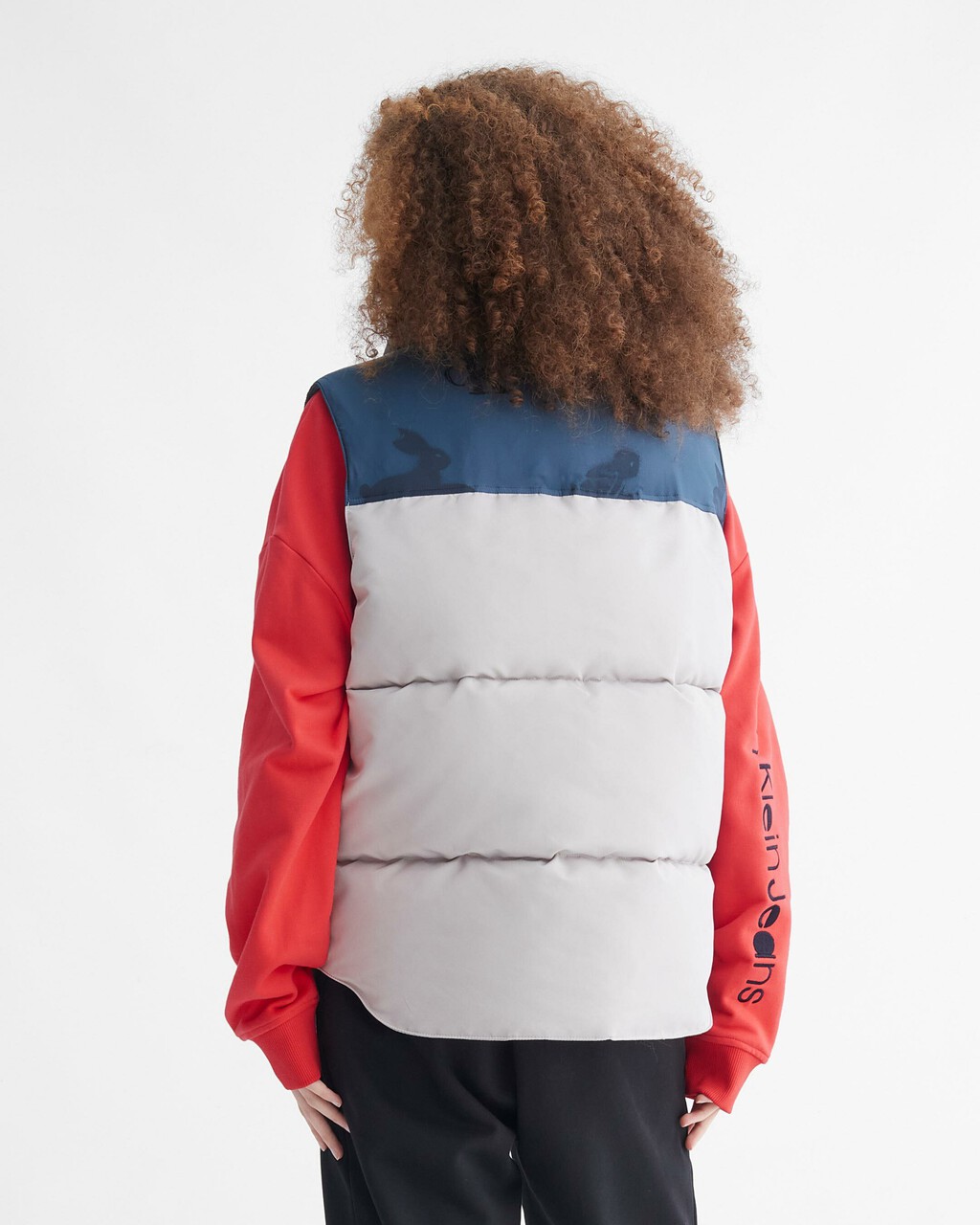 YEAR OF THE RABBIT COLOR BLOCK PUFFER VEST, ANTARCTICA, hi-res
