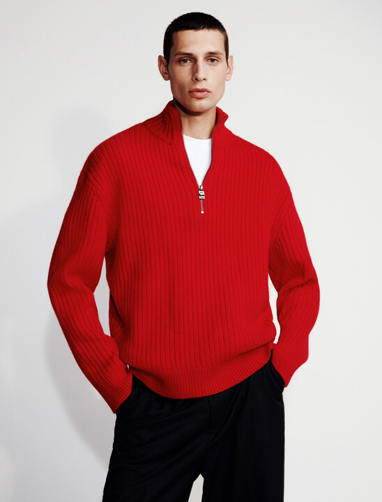 Ribbed 1/4 Zip Sweater