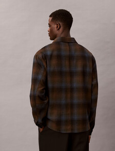 Yarn-Dyed Wool Blend Flannel Zip Jacket, Thrush, hi-res