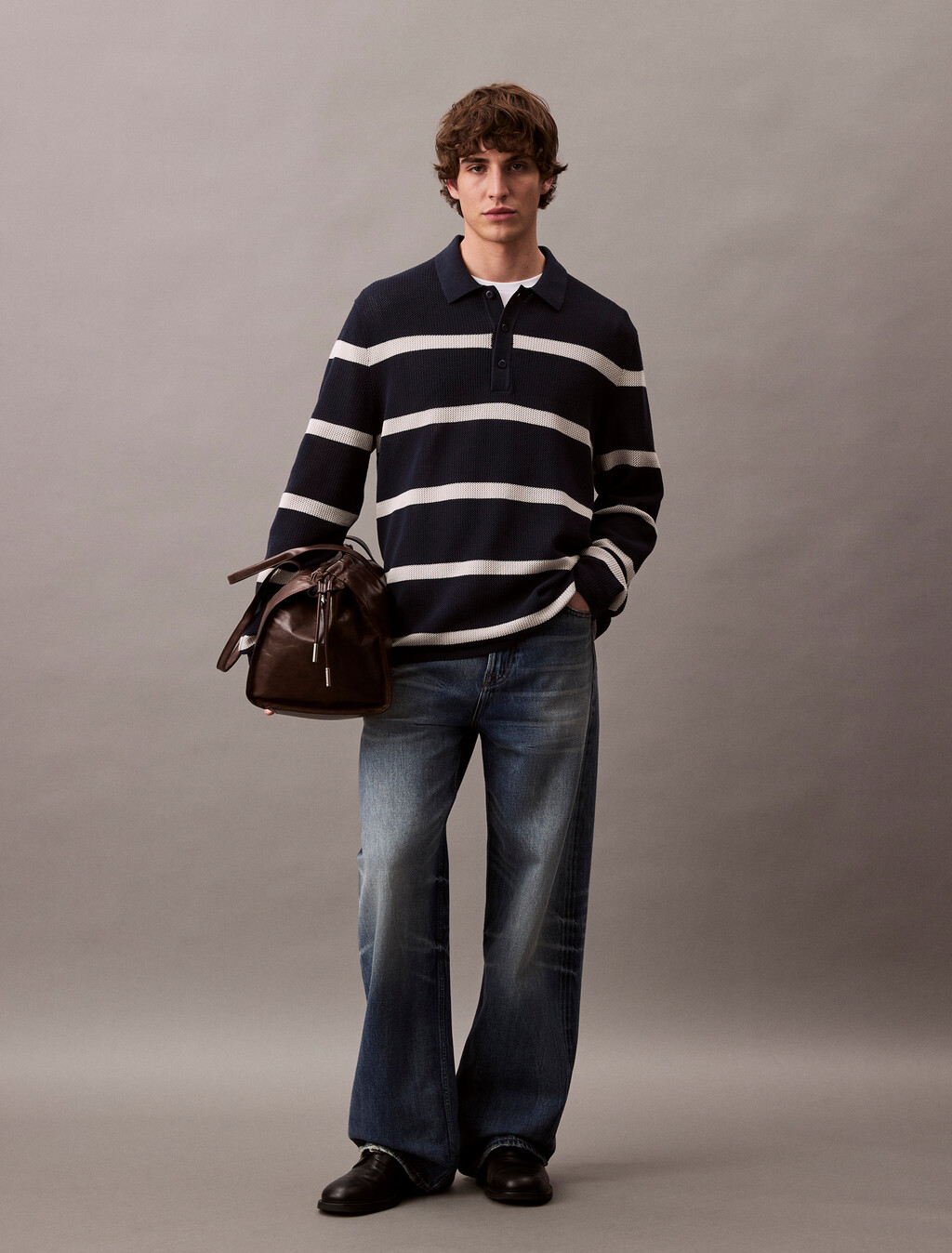Striped Relaxed Polo, Dark Sapphire, hi-res