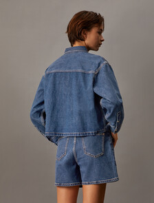 Sustainable Cropped Denim Shirt, Denim Medium, hi-res