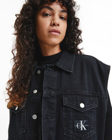 OVERSIZED DENIM VEST, Denim Black, hi-res