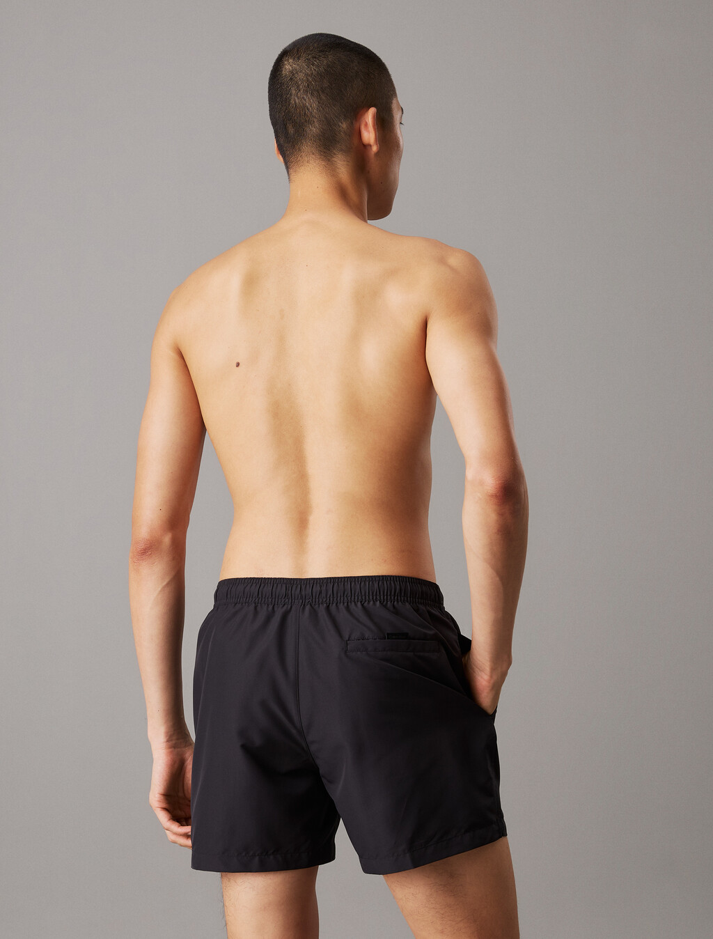 Medium Drawstring Swim Shorts - Logo Embroidery, Pvh Black, hi-res
