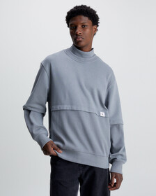 Relaxed Material Mix Sweatshirt, Overcast Grey, hi-res