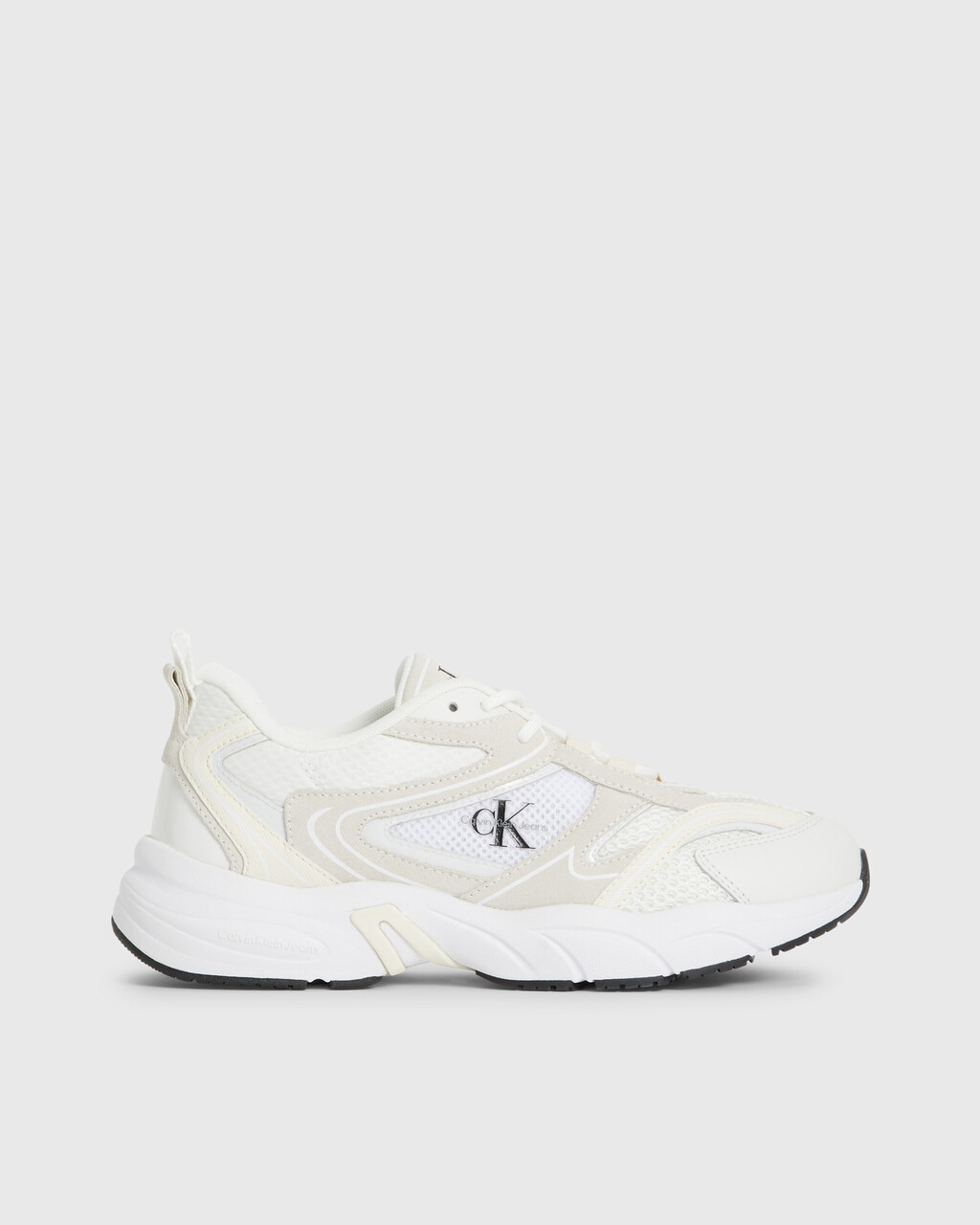 SUEDE AND MESH TRAINERS, White/Creamy White/Black, hi-res
