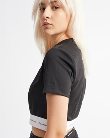 LOGO HEM HIGH NECK TOP, Ck Black, hi-res