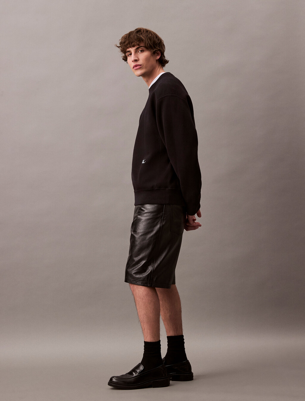 Leather Shorts, Black, hi-res