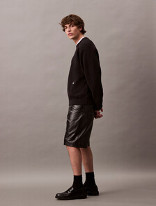 Leather Shorts, Black, hi-res