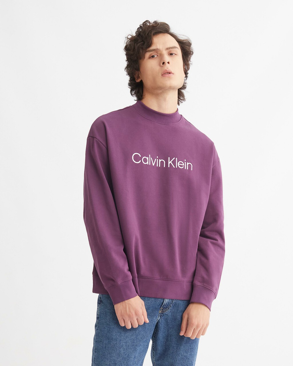 UNISEX RELAXED COTTON TERRY SWEATSHIRT, Shadow Purple, hi-res
