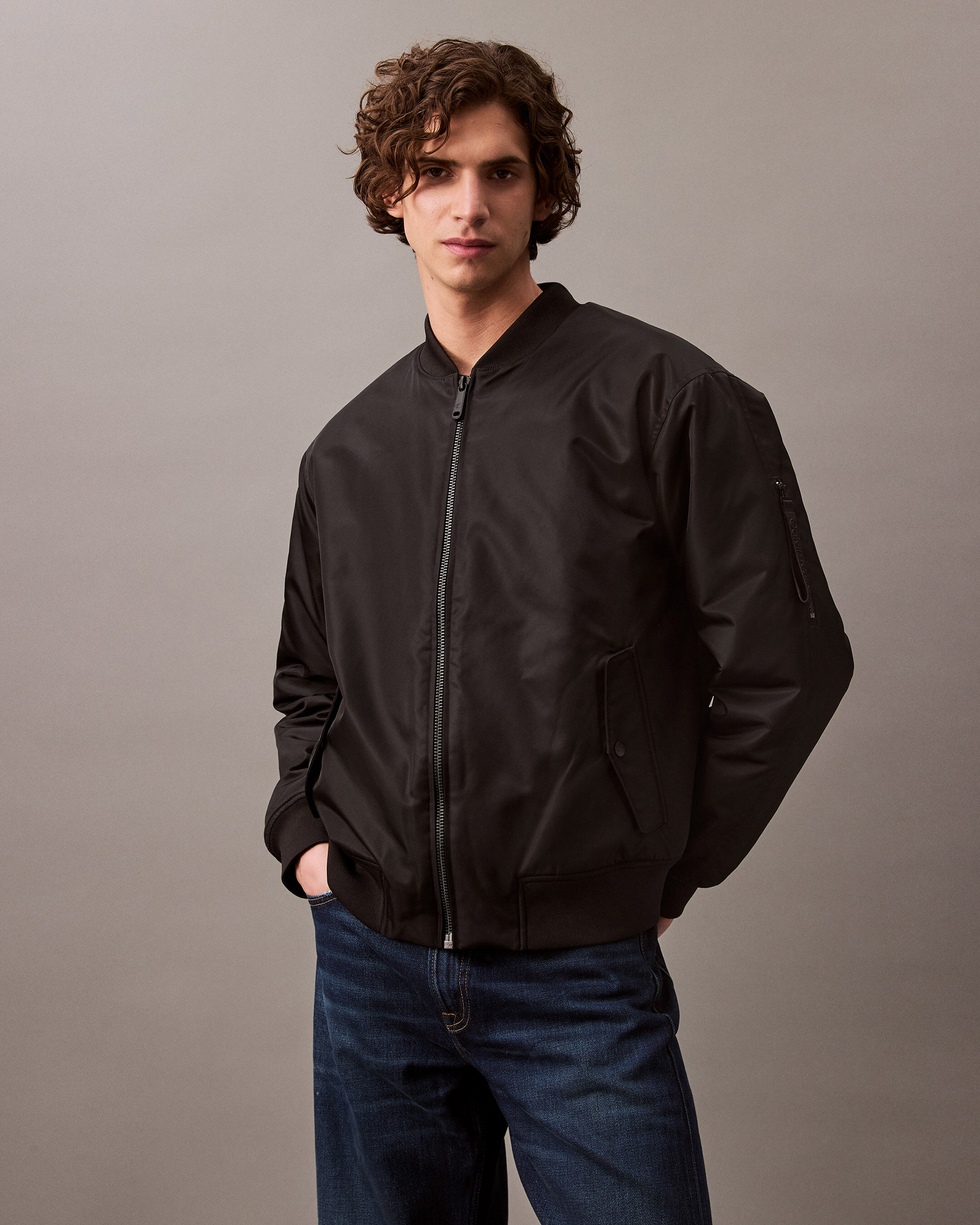 Padded Nylon Bomber Jacket black Calvin Klein Singapore