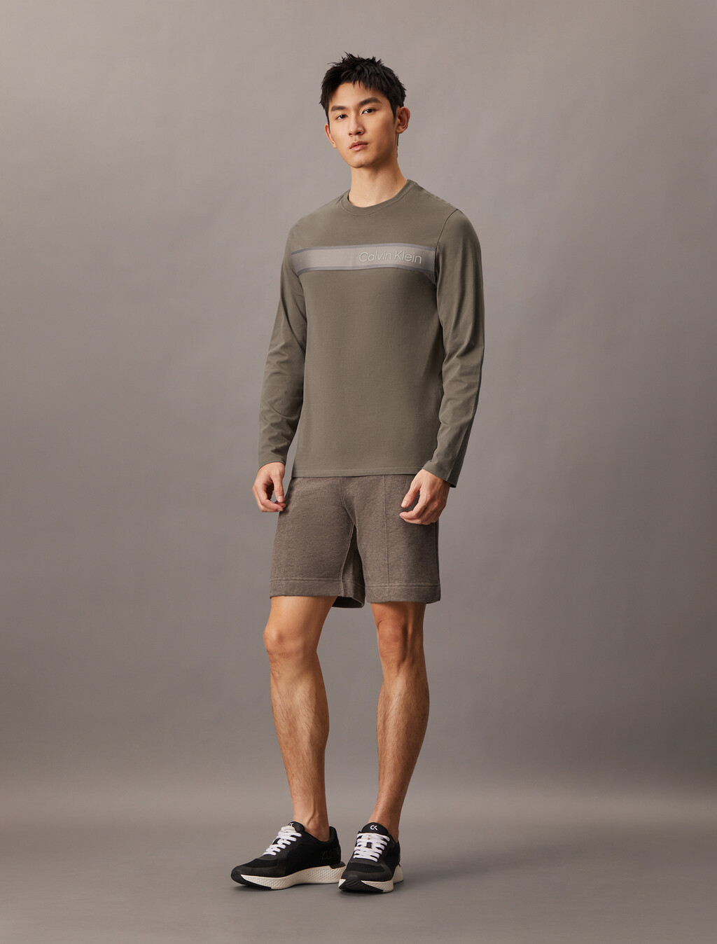 Logo Tape Long Sleeve Tee, Falcon, hi-res