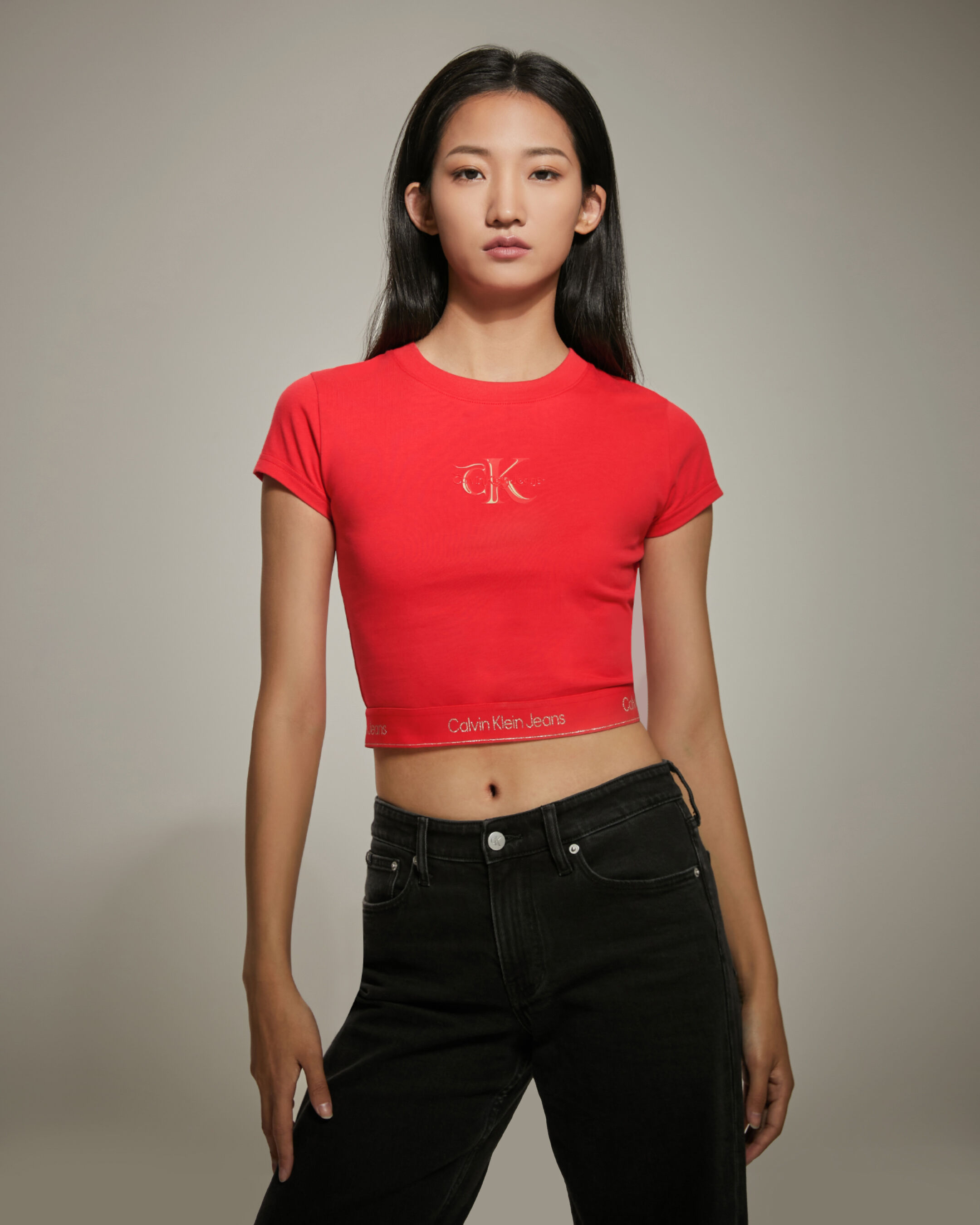 Calvin klein sales red crop top
