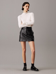 Faux Leather Mini Skirt, Ck Black, hi-res