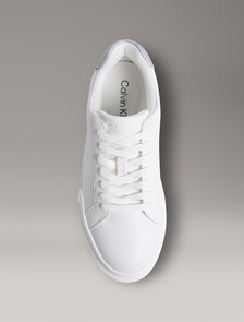 CK Avenue - Leather Logo Trainers, Bright White/Silver, hi-res