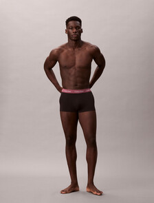 Cotton Stretch Low Rise Trunk 3 Pack, black bodies w/ black/zinc/deep mauve wbs, hi-res