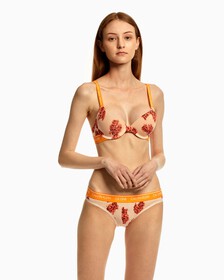 Cotton Bikini, ROSE SPLICE PRINT+CORAL CORSAGE, hi-res