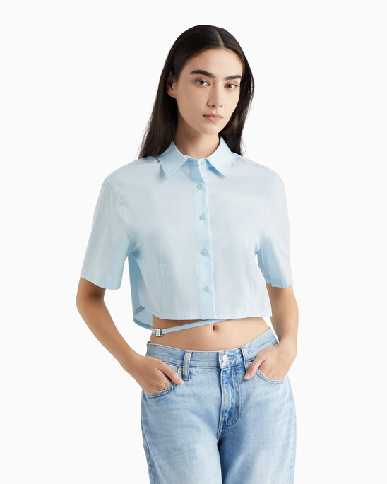 Modern Metals Cropped Shirt With Logo Charm