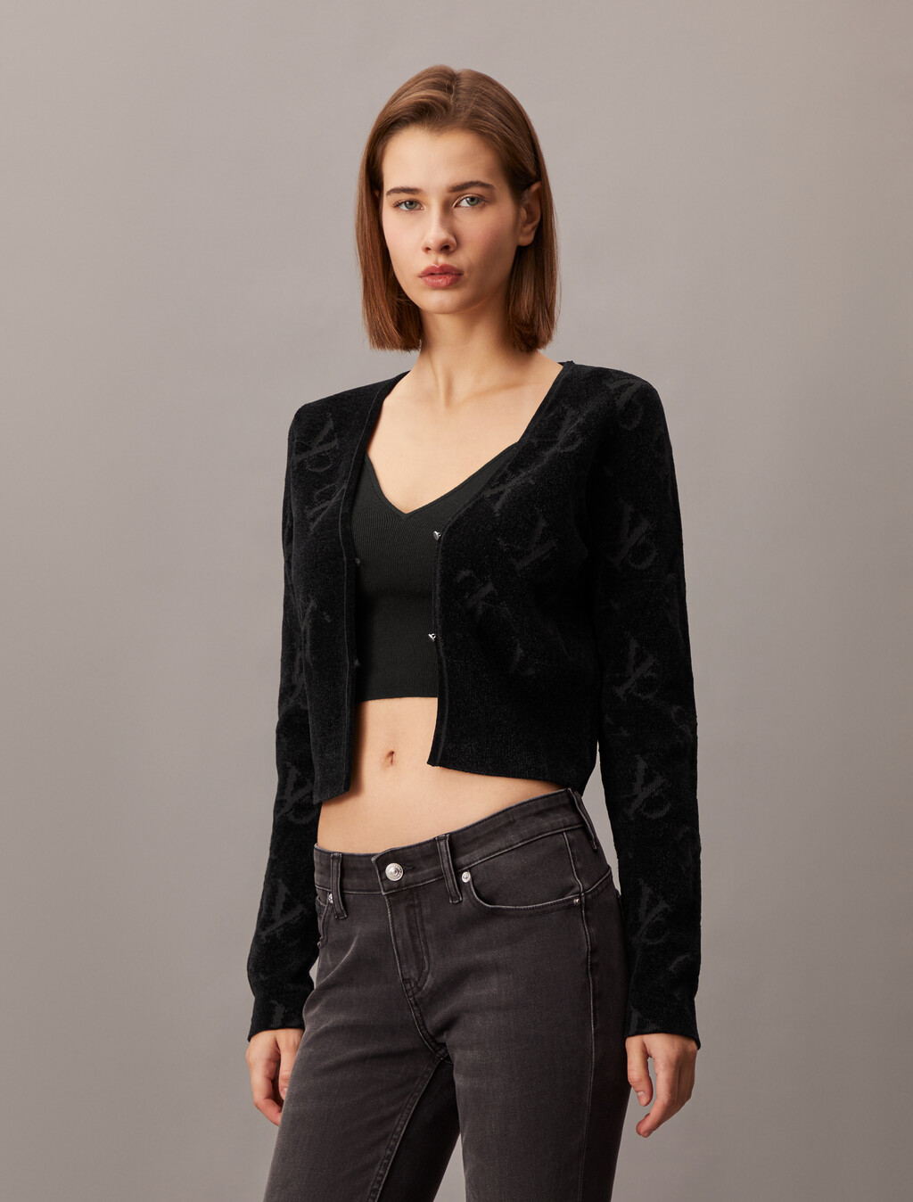 2 In 1 Cashmere Cardigan, Ck Black, hi-res