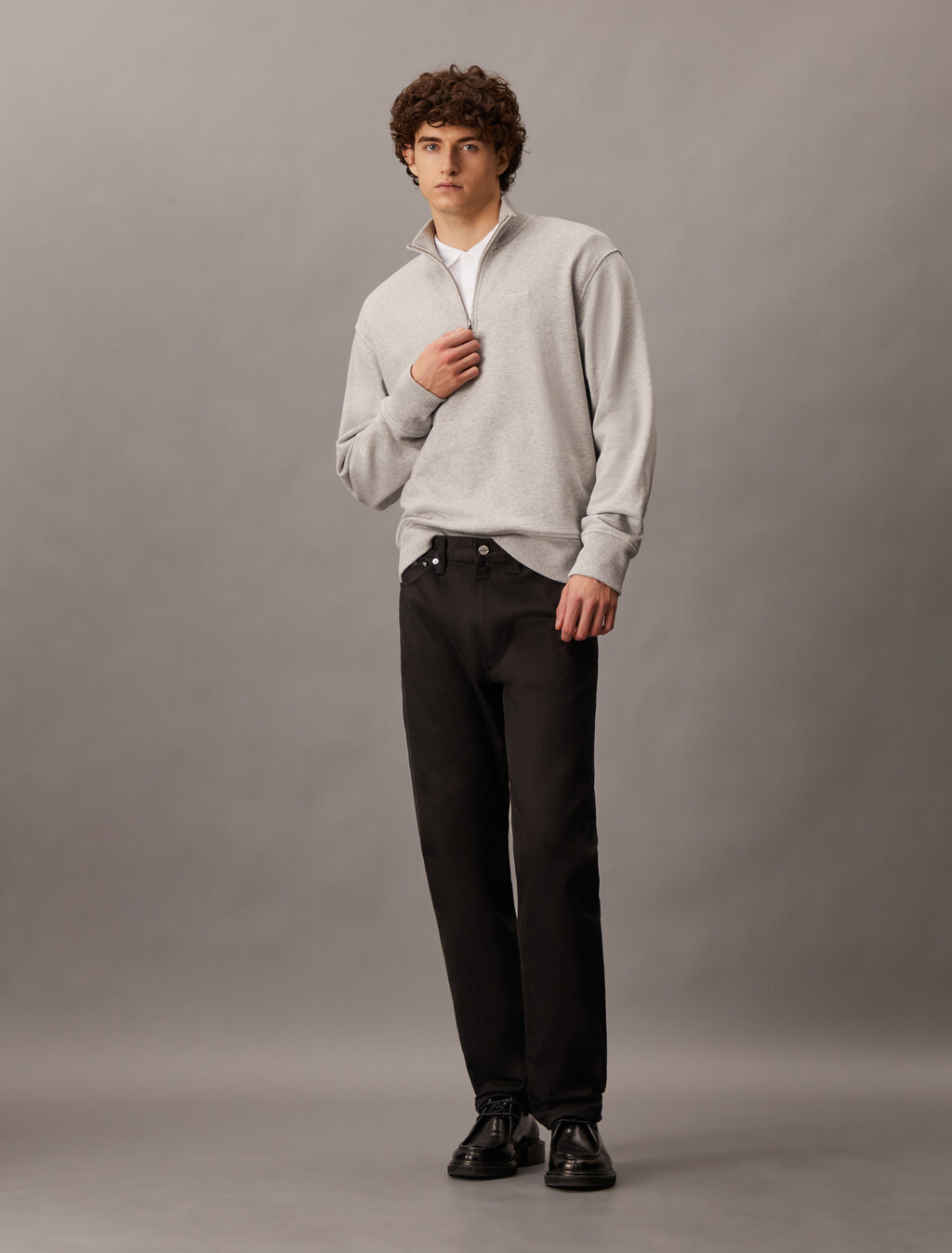 Chenille Monogram Zip Through Sweatshirt, Light Grey Heather, hi-res