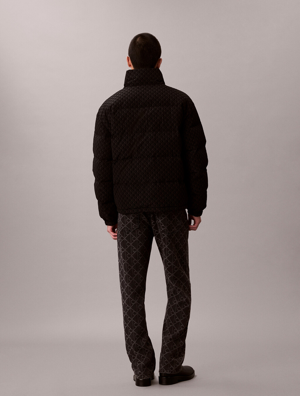 Allover Emblem Logo Reversible Puffer Jacket, Black, hi-res