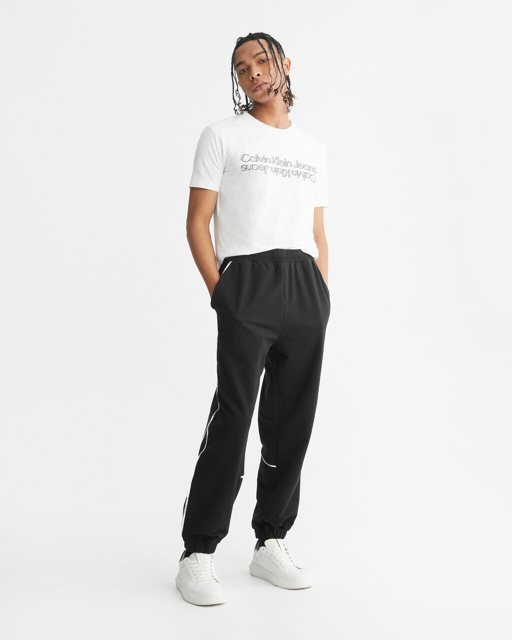 Movements Glitched Logo Slim Tee, Bright White, hi-res
