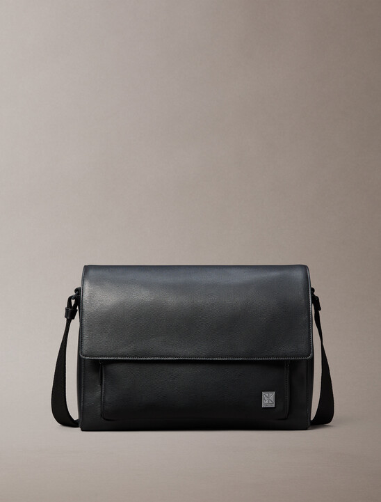 Saffiano Emblem Logo Messenger Bag