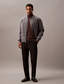 Reversible Wool Blend Bomber Jacket, Charcoal Heather, hi-res