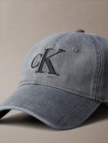 Large Monogram Denim Baseball Cap, DARK GREY, hi-res