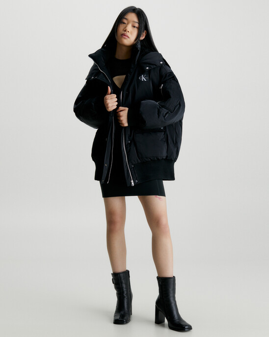 Oversized Hooded Bomber Jacket