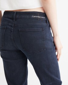 Reconsidered Italian Denim Slim Straight Ankle Jeans, Blue Black Back Embro Splt Hem, hi-res