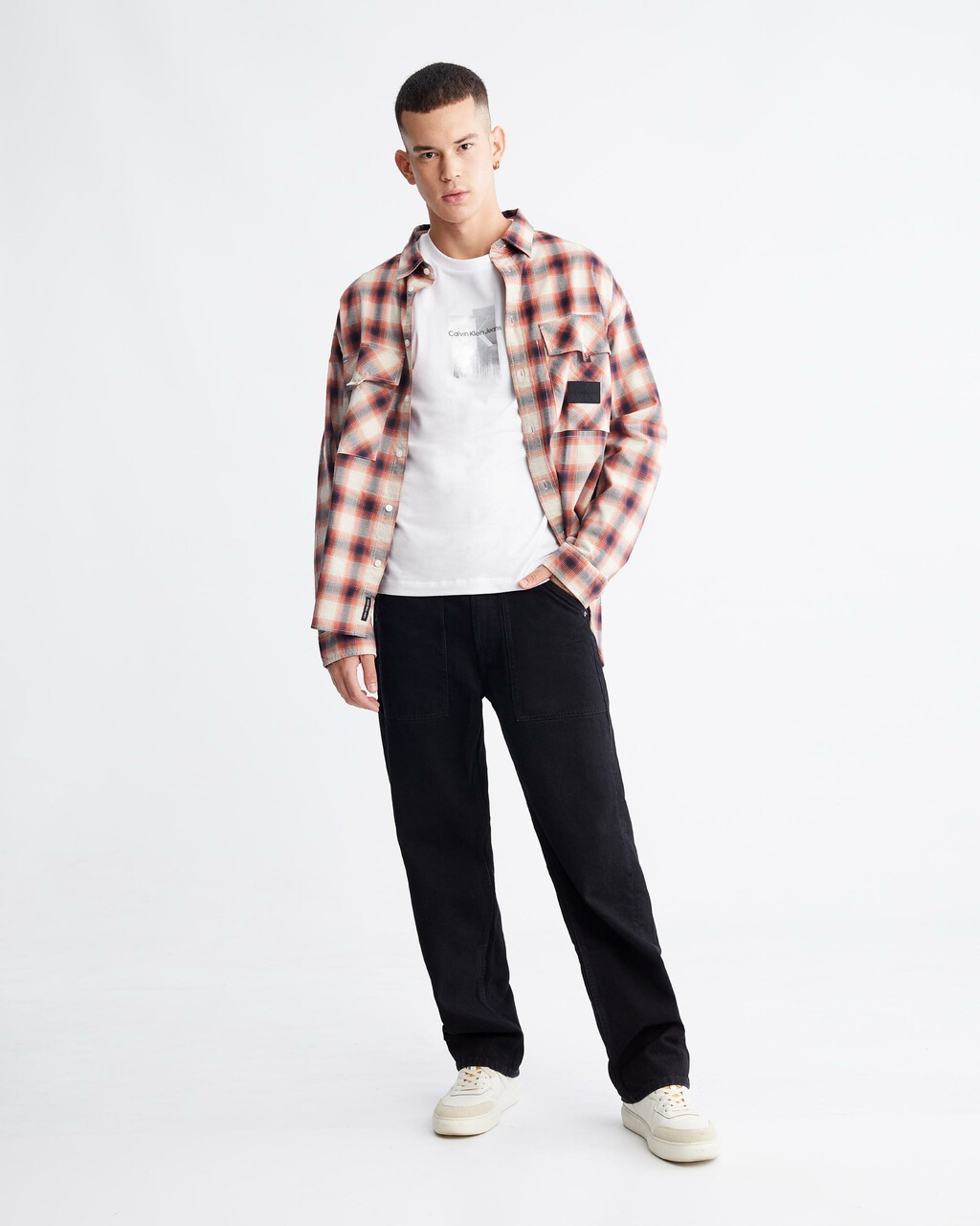Modern Workwear Utility Plaid Shirt, Eggshell, hi-res