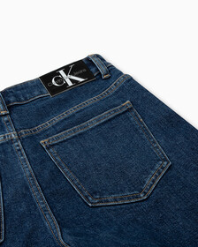 RECONSIDERED HIGH RISE WIDE LEG DENIM SHORTS, Dark Blue Exposed Shank, hi-res