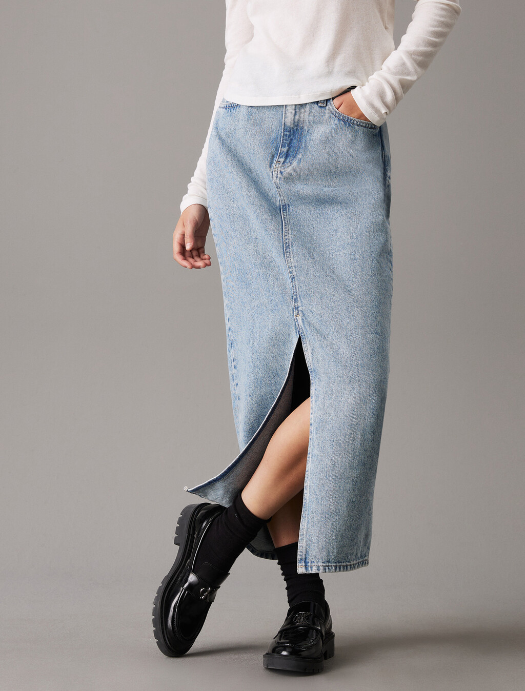 Denim Maxi Skirt, Denim Light, hi-res