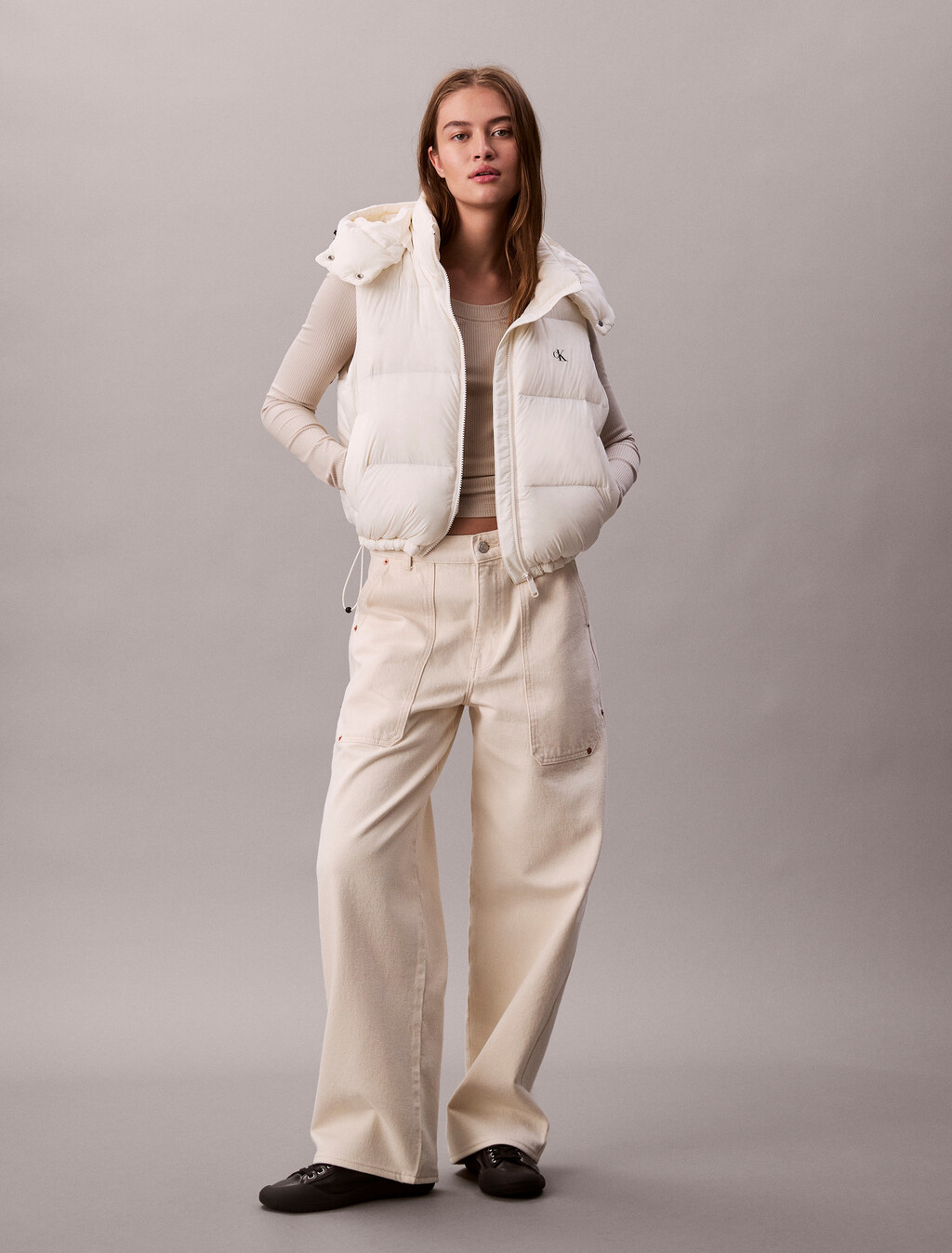 Relaxed Hooded Down Puffer Gilet, Jet Stream, hi-res