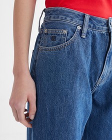 Sustainable 90'S Straight Jeans, Dark Blue BACK EMBRO, hi-res