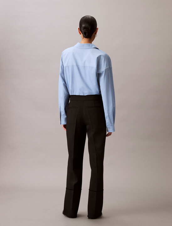 Wool Blend Gabardine Raw Edge Trousers