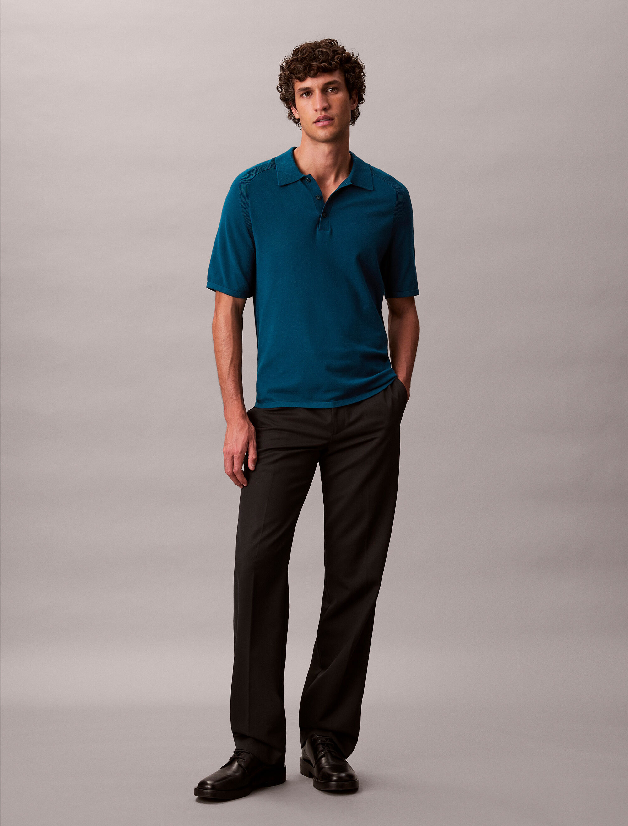 Tech Knit Viscose Polo | blue | Calvin Klein Singapore