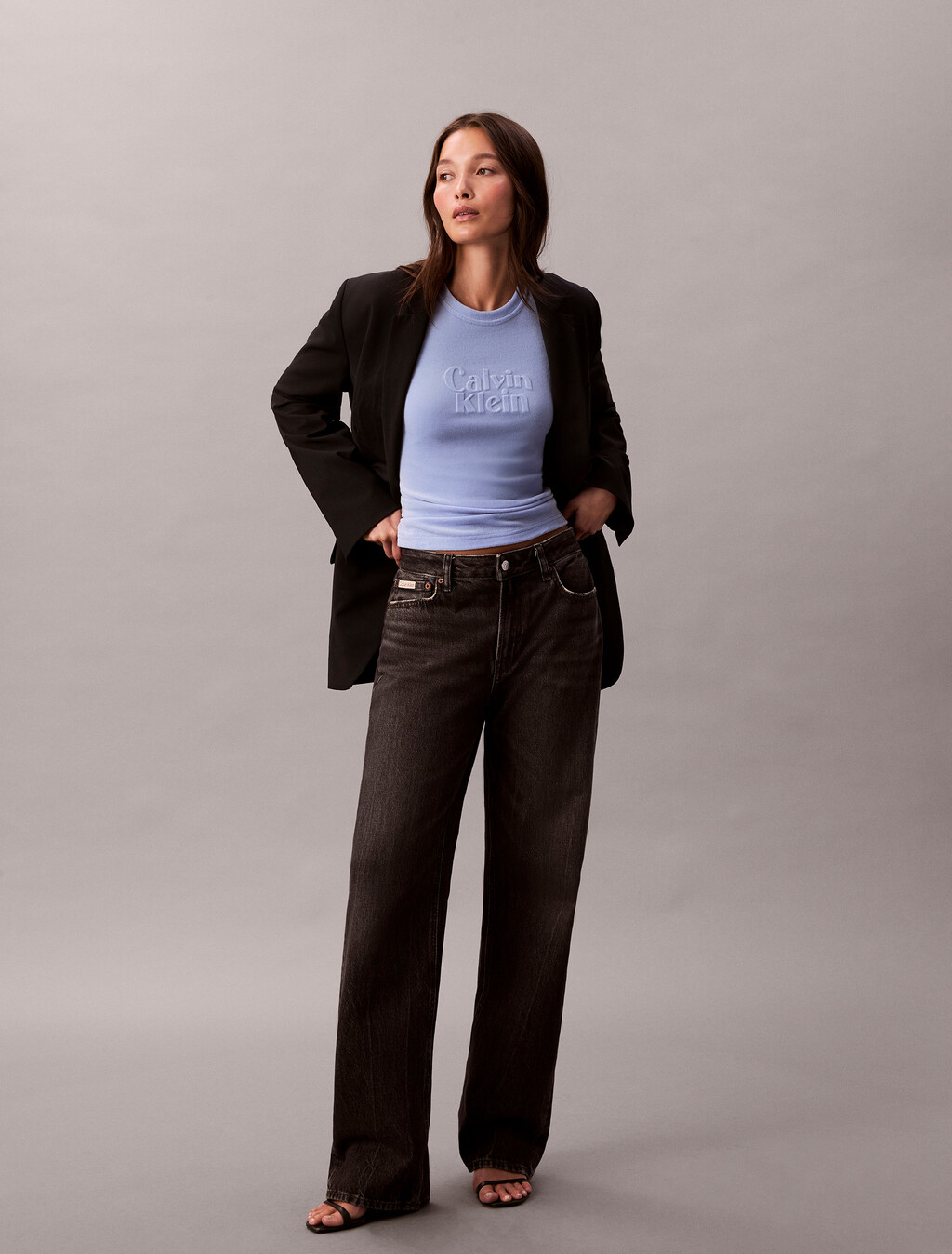 Velour Embossed Logo Graphic Slim T-Shirt, Hydrangea, hi-res