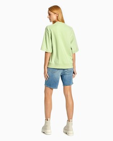 White On White Cropped Sweatshirt, Jaded Green, hi-res