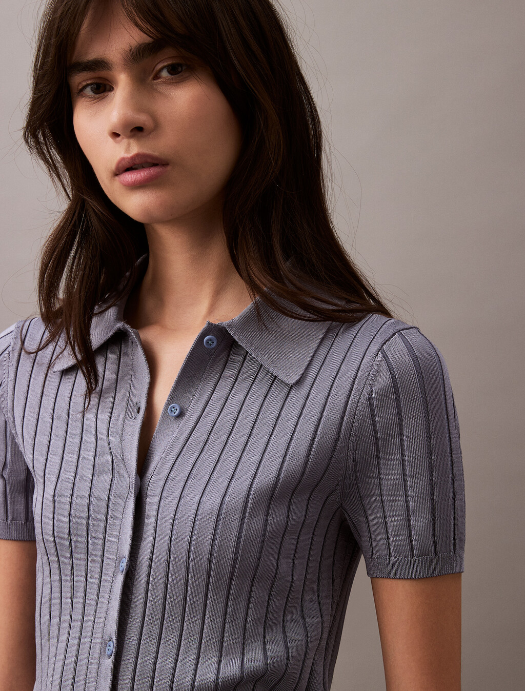 Silky Cropped Baby Polo Shirt, Country Blue, hi-res