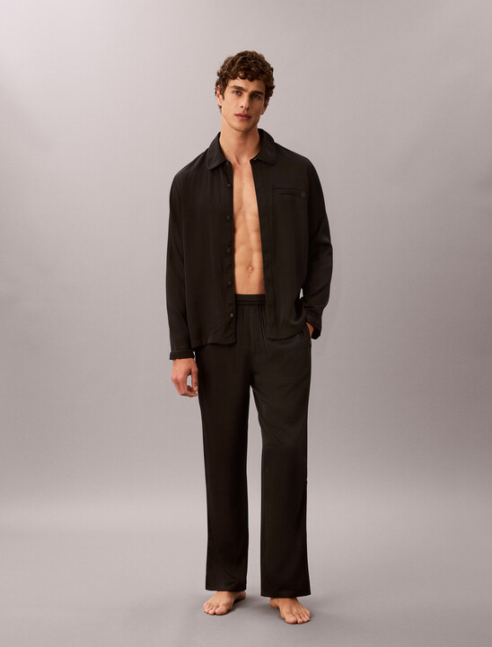 Matte Shine Button-Down Sleep Shirt