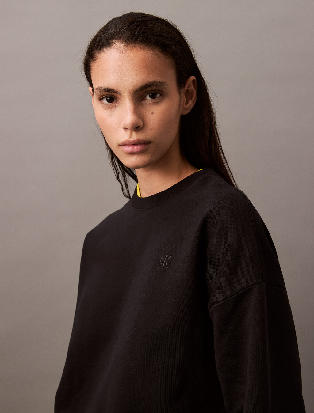 Relaxed Cotton Terry Sweatshirt, Black, hi-res