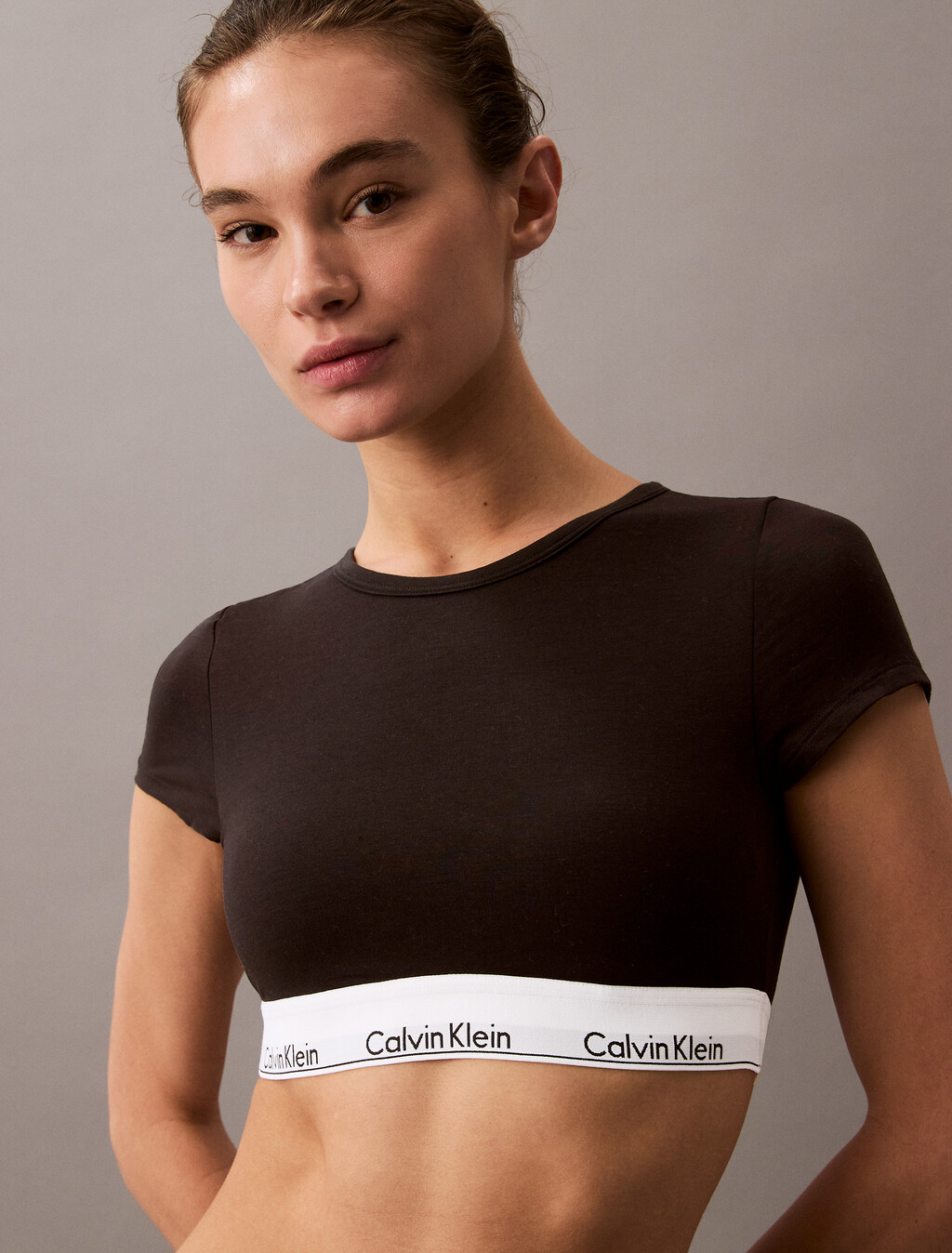 Icon Cotton T-Shirt Bralette, Black, hi-res