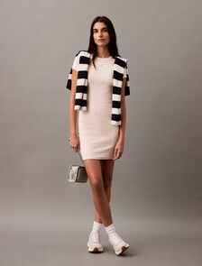 Rib Knit Mini Dress, Silver Peony, hi-res