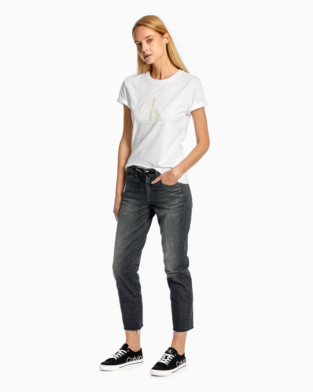 WHITE ON WHITE MONOGRAM SLIM FIT, Bright White, hi-res